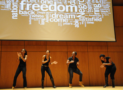 Students perform at the College's annual Dr. Martin Luther King Jr. Commemoration event.